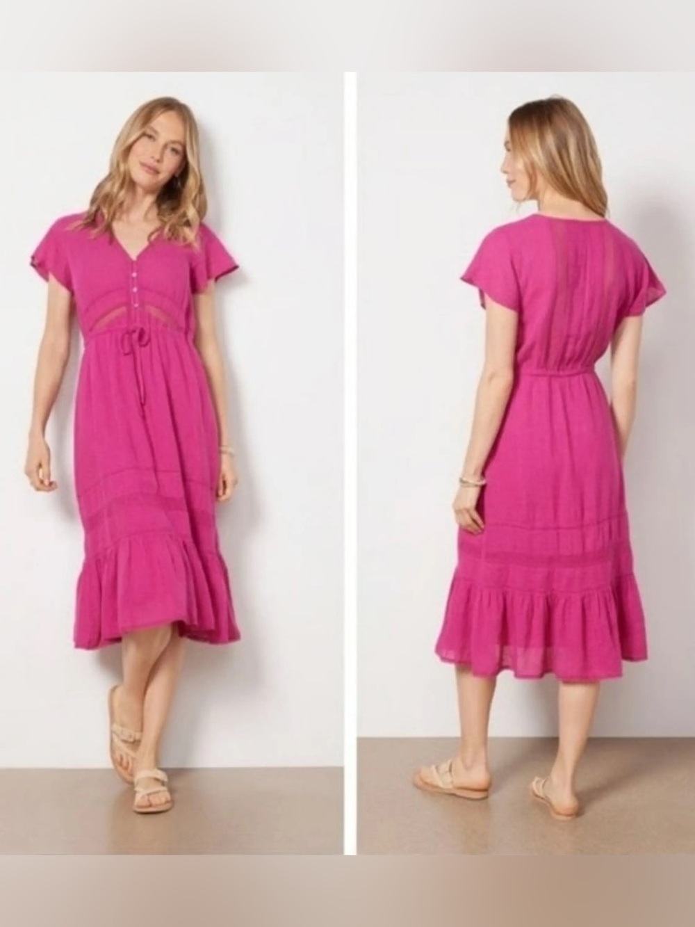 Rails Kiki Linen Blend Midi Dress Size XXS
